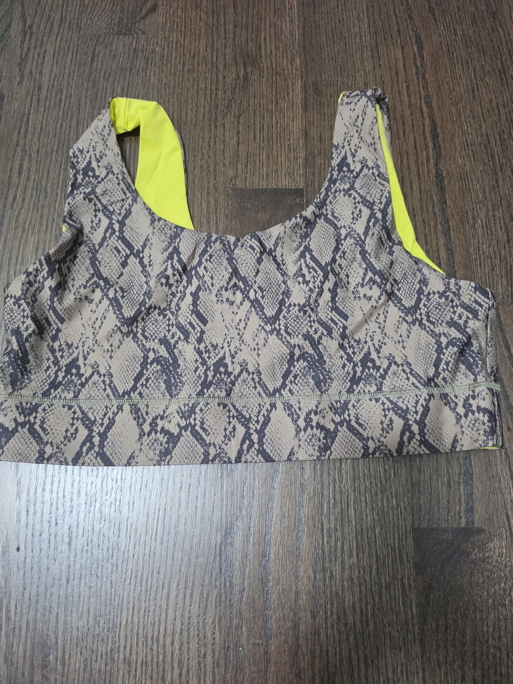 Reversible Snake Print/ Neon Yellow Sports Bra